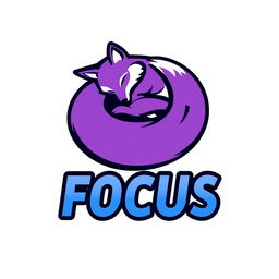 A modern logo design for a Telegram channel named 'FOX FOCUS', featuring a stylized fox curled up in a dynamic and trendy pose
