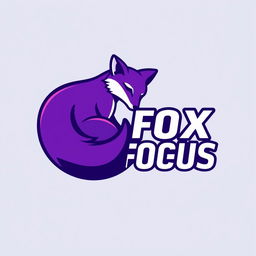 A vibrant and contemporary logo design for a Telegram channel named 'FOX FOCUS', featuring a stylized fox curled up in a playful and trendy manner