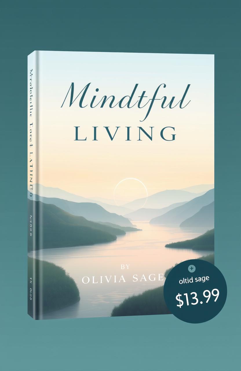 A captivating book cover design for 'Mindful Living' by Olivia Sage