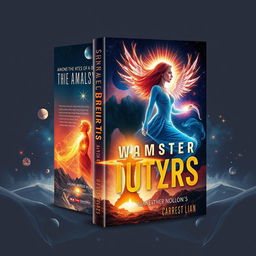 A captivating book cover design that embodies the epic tale of two human heroes destined to save the world from an invasion of monsters from another universe
