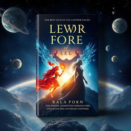 A captivating book cover design that embodies the epic tale of two human heroes destined to save the world from an invasion of monsters from another universe