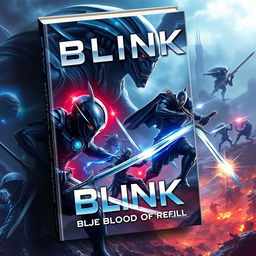 An eye-catching book cover for a science fiction novel titled 'BLINK: Blue Blood of Refill'