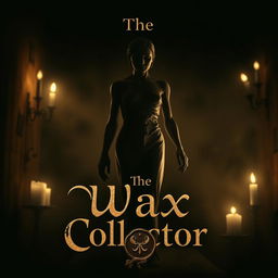 A hauntingly atmospheric design featuring a central intricately detailed wax figure resembling a human silhouette, partially melted to convey a sense of fragility and decay