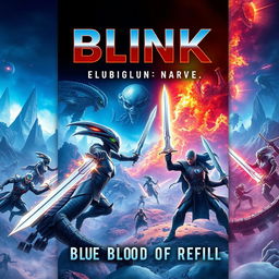 A captivating book cover for a science fiction novel titled 'BLINK: Blue Blood of Refill'