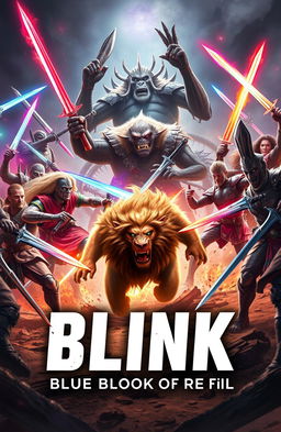 A vivid and dynamic scene depicting an epic battle between aliens from another dimension and humans wielding legendary, advanced swords
