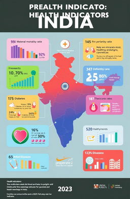 A visually striking infographic showcasing the current health indicators of India