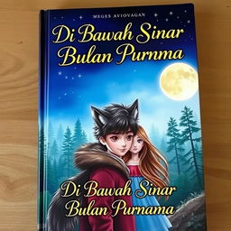 A beautiful book cover titled 'Di Bawah Sinar Bulan Purnama' depicting a picturesque and enchanting scene