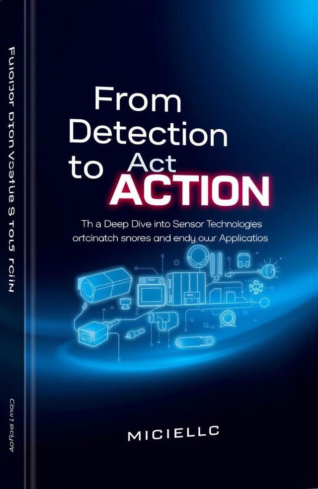 A captivating book cover design for a non-fiction title "From Detection to Action: A Deep Dive into Sensor Technologies and Their Applications"