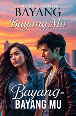 A romantic book cover for 'Bayang - Bayang Mu'