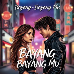 A romantic book cover for 'Bayang - Bayang Mu'