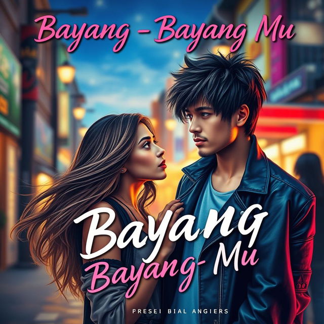 A romantic book cover for 'Bayang - Bayang Mu'