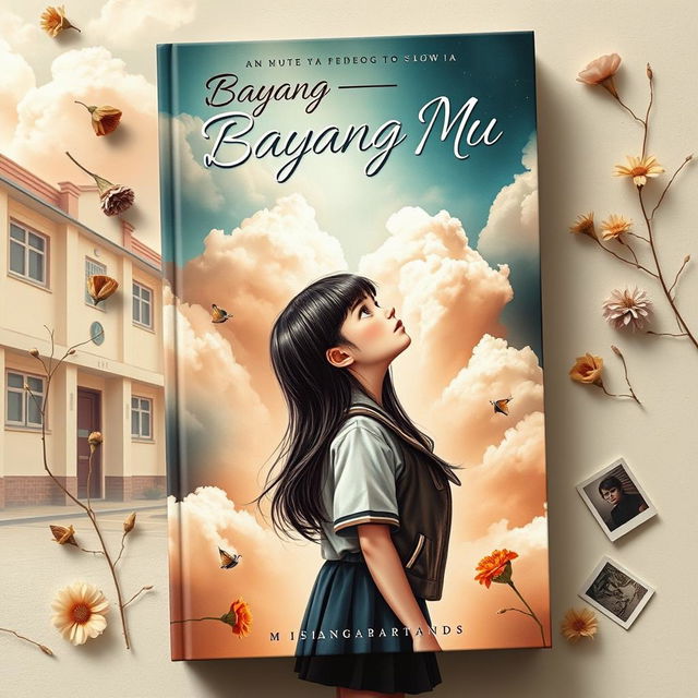 An emotionally charged book cover for 'Bayang - Bayang Mu'