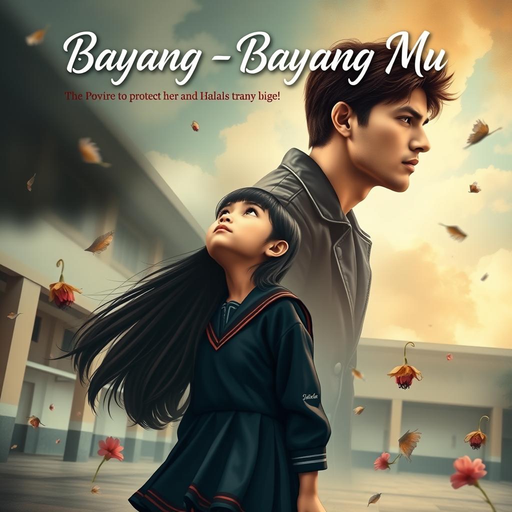 An emotionally charged book cover for 'Bayang - Bayang Mu'