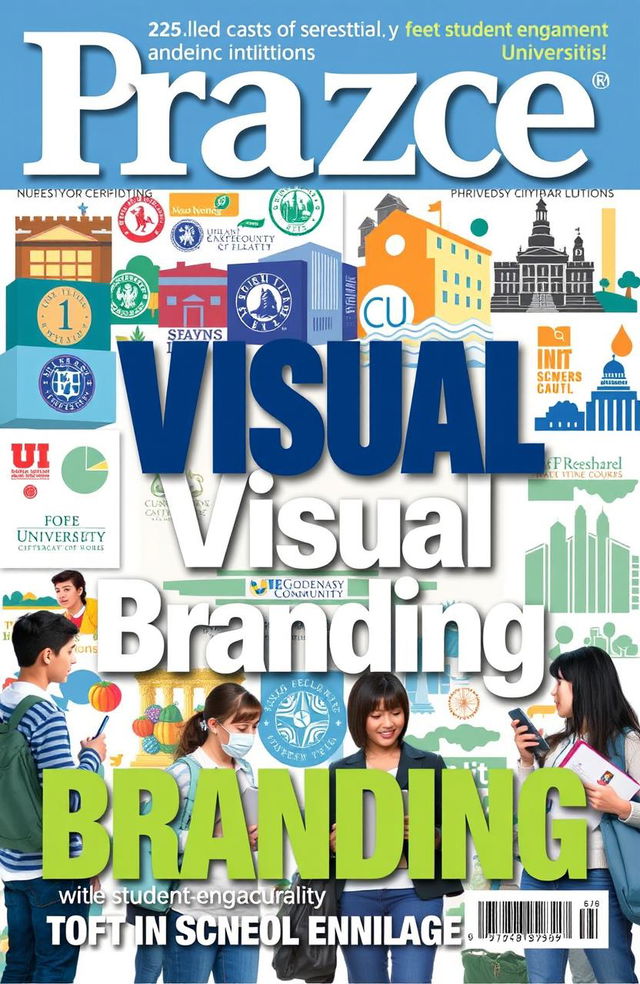 A dynamic magazine cover showcasing the theme of visual branding in academic institutions