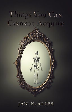 A book cover design featuring a large, ornate mirror with an intricately designed frame