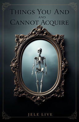 A book cover design featuring a large, ornate mirror with an intricately designed frame