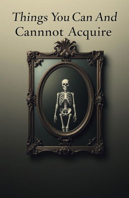 A book cover design featuring a large, ornate mirror with an intricately designed frame