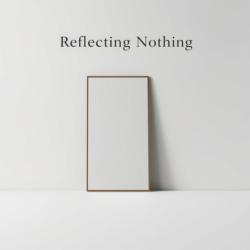 A minimalist book cover design featuring a large, contemporary mirror with a sleek, simple frame