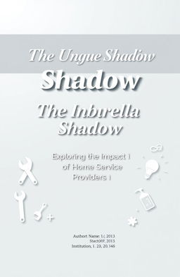 A professional and modern thesis front page designed for a project titled 'The Umbrella Shadow' that focuses on providing home services such as plumbing, electrical work, cleaning, etc