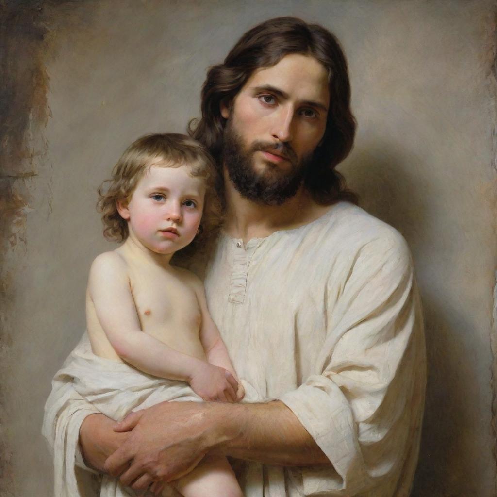 Jesucristo y un niño, estilo Carl Bloch