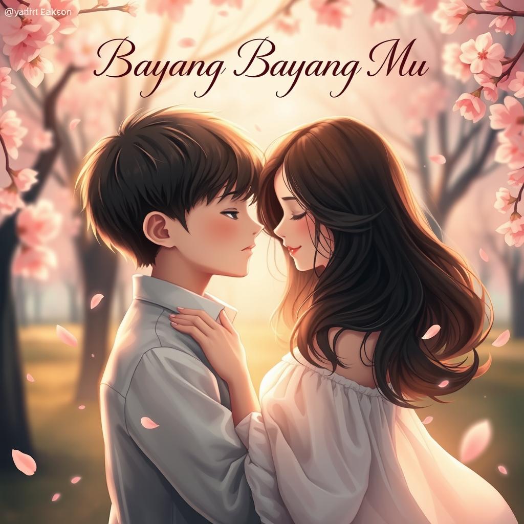 A poignant book cover depicting a boy and a girl in an intimate embrace, surrounded by a dreamy, ethereal atmosphere