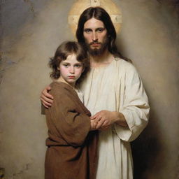 Jesucristo y un niño, estilo Carl Bloch