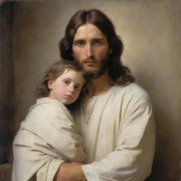 Jesucristo y un niño, estilo Carl Bloch