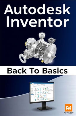 A comprehensive, visually appealing guidebook cover titled 'Autodesk Inventor: Back To Basics'