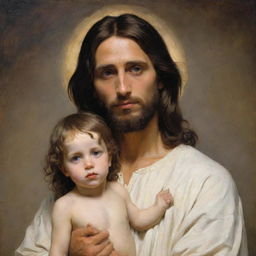 Jesucristo de Jim Cavisell y un niño, estilo Carl Bloch