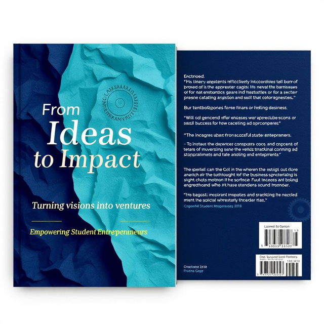 Create a front cover and back cover design for the book titled "From Ideas to Impact: Empowering Student Entrepreneurs