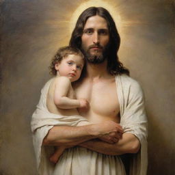 Jesucristo de Jim Cavisell y un niño, estilo Carl Bloch