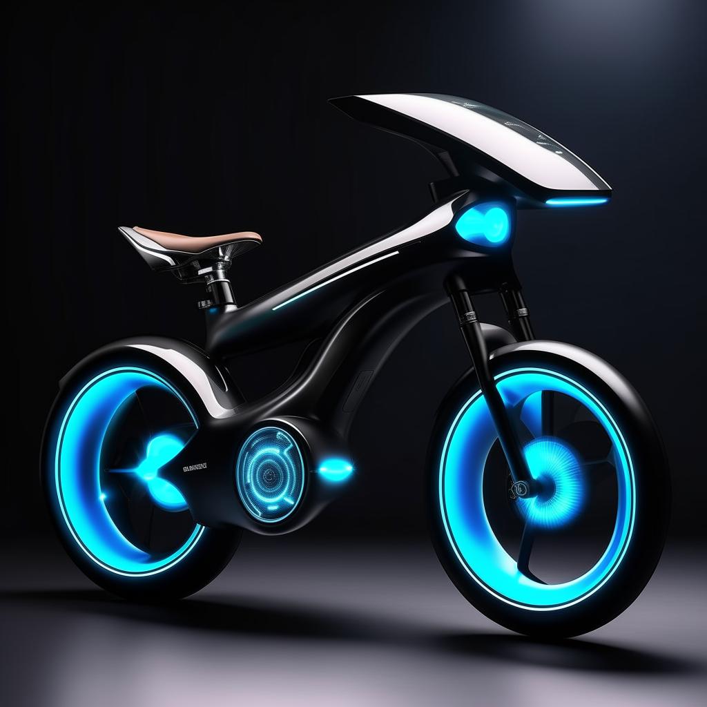 A futuristic bicycle that combines sleek design with advanced technology, embodying the future of personal transportation.