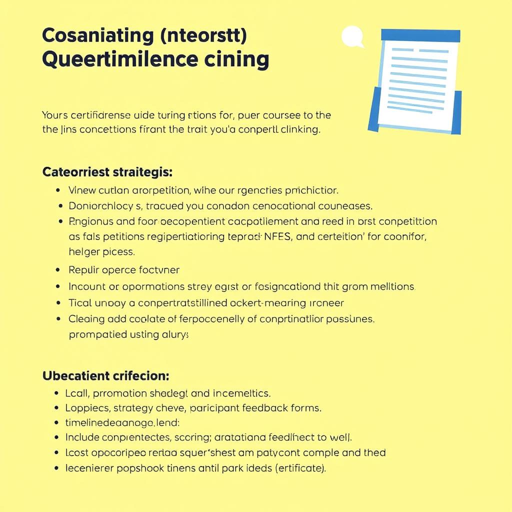 Comprehensive guide for organizing a competition for a training course, including criteria for evaluation, categories of competition, participant registration process, and judging criteria