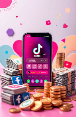 A visually engaging TikTok-themed image representing social media growth and monetization