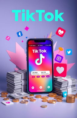A visually engaging TikTok-themed image representing social media growth and monetization