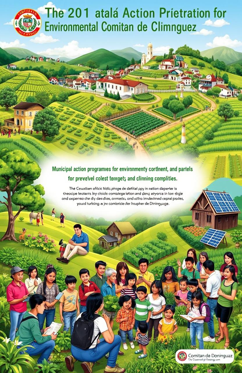 A vibrant and detailed representation of the Municipal Action Program for Environmental Climate Change of Comitán de Domínguez