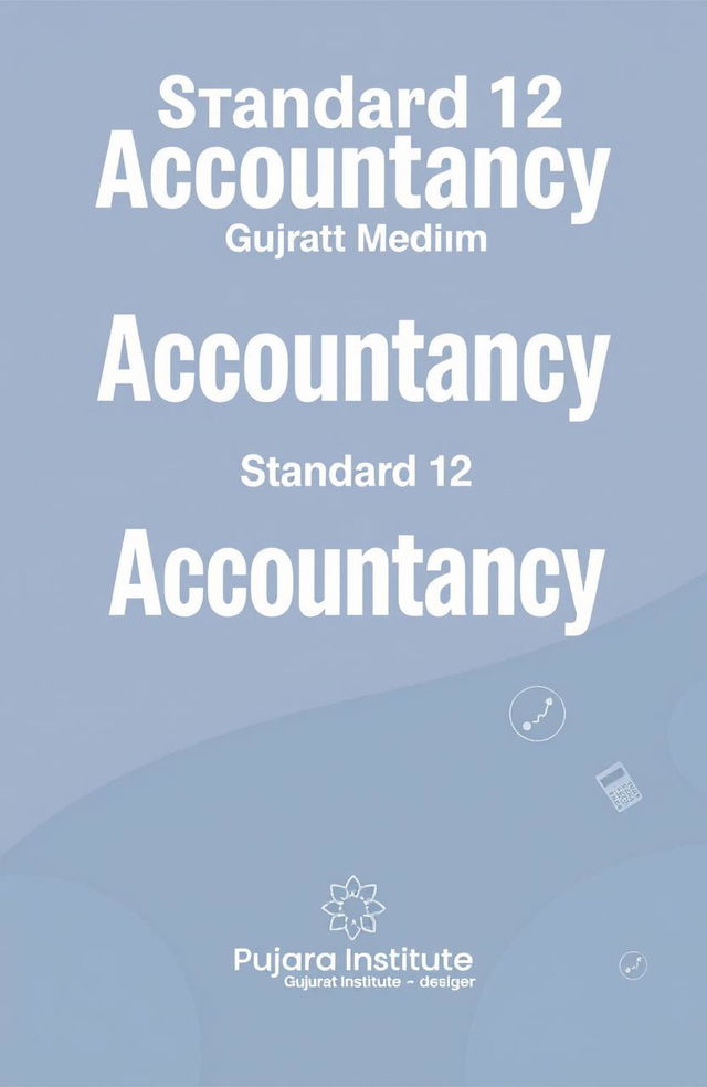 Design a modern square cover for a Standard 12 Gujarat Board English Medium book focused on the subject of 'Accountancy'