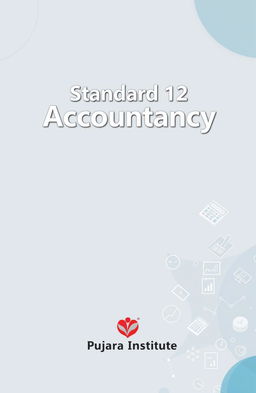 Design a modern square cover for a Standard 12 Gujarat Board English Medium book focused on the subject of 'Accountancy'