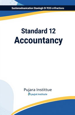 Design a modern square cover for a Standard 12 Gujarat Board English Medium book focused on the subject of 'Accountancy'