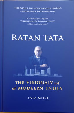 A professional and elegant book cover for a biography titled 'Ratan Tata: The Visionary of Modern India'