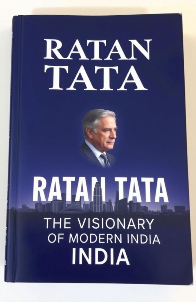 A professional and elegant book cover for a biography titled 'Ratan Tata: The Visionary of Modern India'