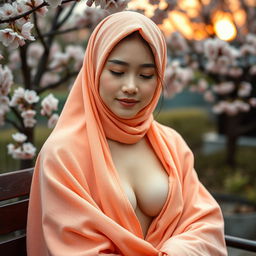 A stunning 18-year-old Chinese girl with white healthy skin and an oval face, partially closing her eyes, showcasing her beauty like a model
