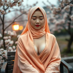 A stunning 18-year-old Chinese girl with white healthy skin and an oval face, partially closing her eyes, showcasing her beauty like a model