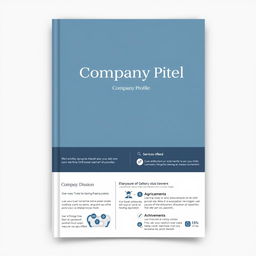 A sophisticated and professional design for a company profile, featuring a clean and modern layout