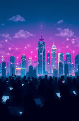 A visually striking representation of internet and social media connectivity in a digital landscape