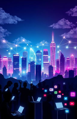 A visually striking representation of internet and social media connectivity in a digital landscape