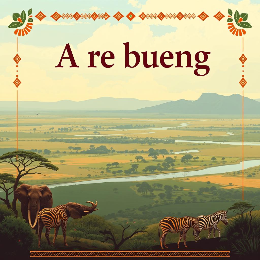 A captivating cover page design for a pitch deck titled "A re bueng", focusing on a radio/audio drama series set in Botswana, Africa