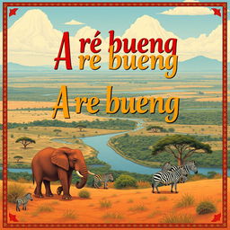 A captivating cover page design for a pitch deck titled "A re bueng", focusing on a radio/audio drama series set in Botswana, Africa