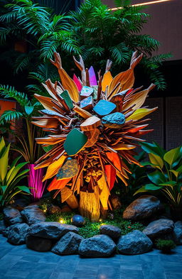 A captivating artistic project created by Masud Karim that showcases a vibrant explosion of colors and textures reflecting a blend of cultural influences