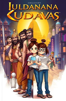The cover features five handsome ancient warriors, the Pandavas—Yudhishthira, Bhima, Arjuna, Nakula, and Sahadeva—alongside the beautiful princess Draupadi, all dressed in regal and traditional attire